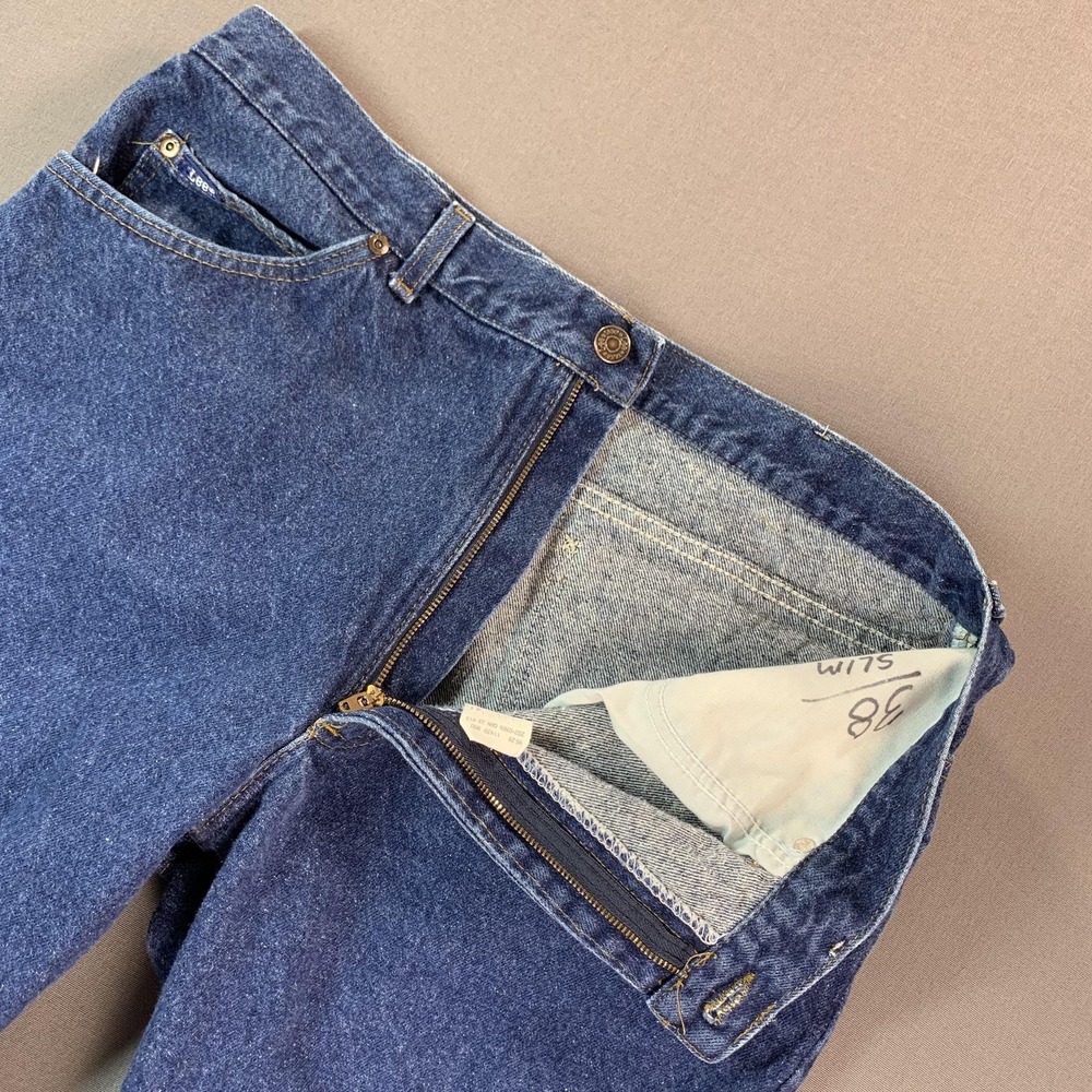 Vintage Lee Jeans Mens 38 (Fits 36x30) Blue Denim Straight Leg USA Workwear 90s - Picture 7 of 16